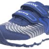 Shoes Geox Boy'S Casual Shoes | Geox Boy'S Bernie Royal Blue & White Double Hook And Loop Strap Sneaker