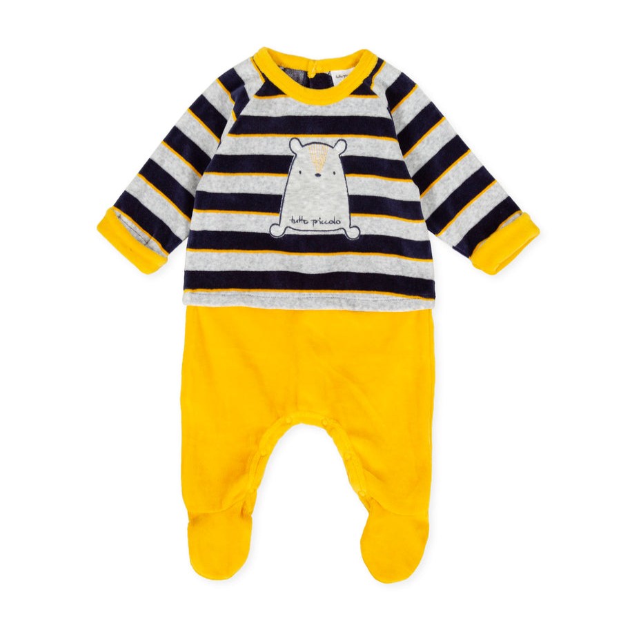 Clothes Tutto Piccolo | Tutto Piccolo 9095 Pelele M/L Tundosado Velour Babygrow - Navy Blue