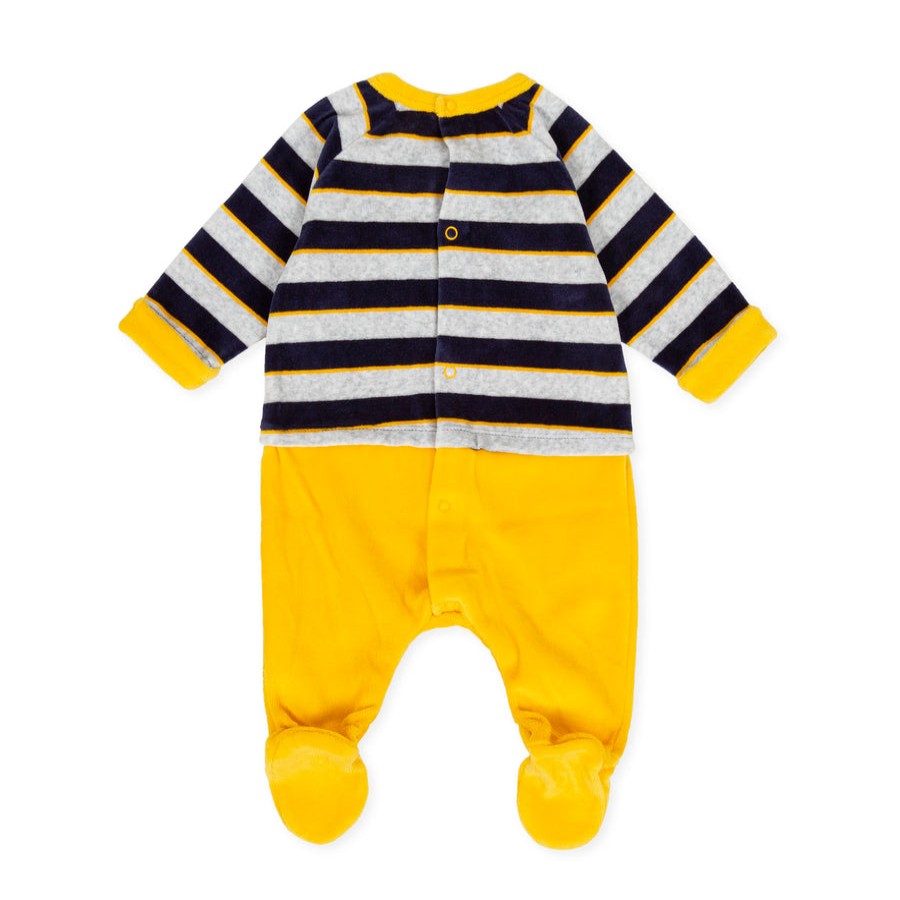 Clothes Tutto Piccolo | Tutto Piccolo 9095 Pelele M/L Tundosado Velour Babygrow - Navy Blue