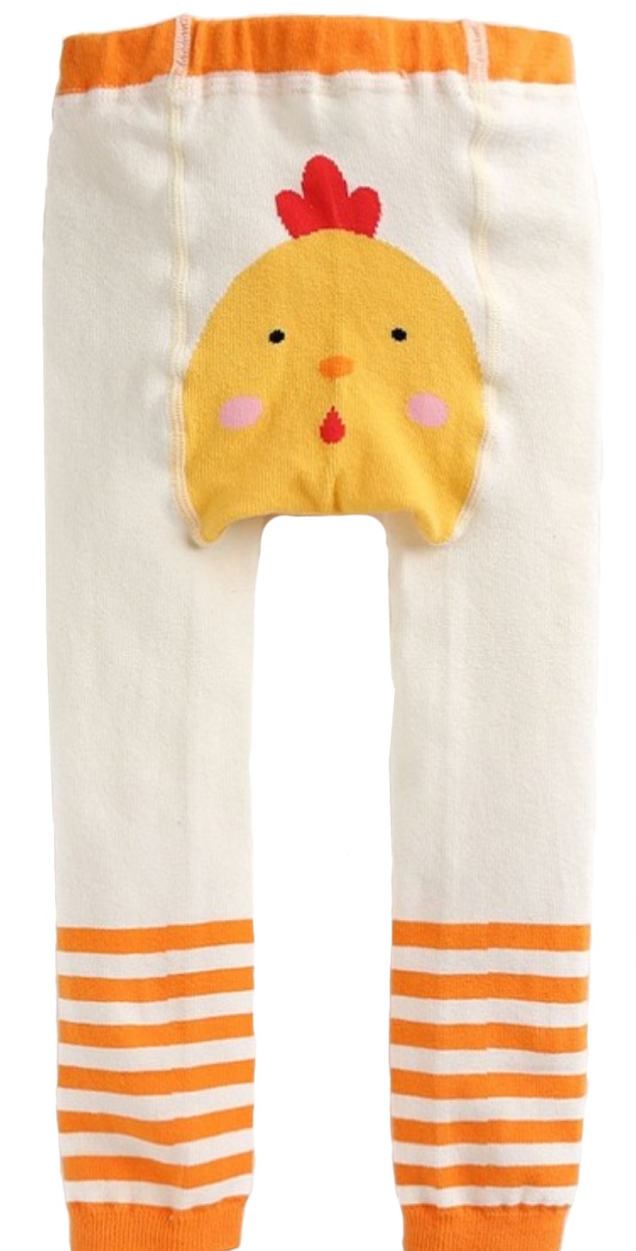 Clothes Eva & Elvin | Eva & Elvin Girl'S White Orange Tights Cotton Chicken