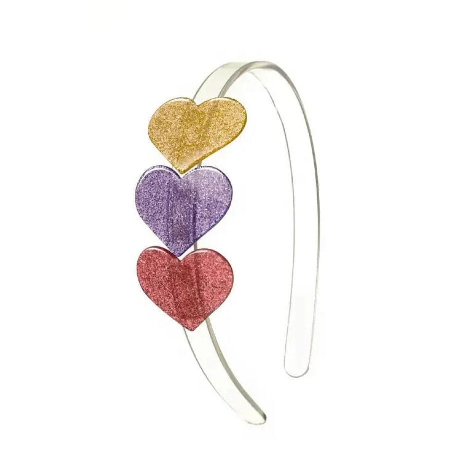 Accessories Lilies & Roses NY | Lilies & Roses Ny Val Cece Multi Heart Headband, Gold/Purple/Vintage Pink