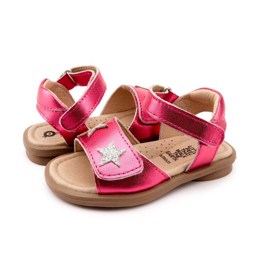 Shoes Old Soles Girl'S Casual Shoes | Old Soles Girl'S 550 Dazzle Sandals - Fuchsia Foil/Silver/Glam Argent