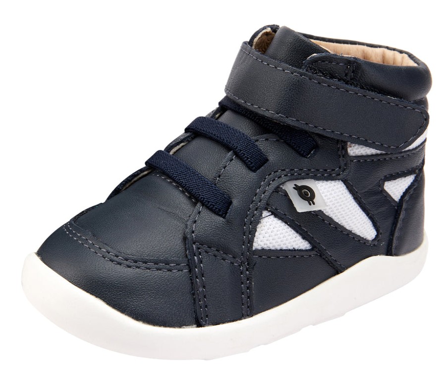 Shoes Old Soles Girl'S Casual Shoes | Old Soles Girl'S And Boy'S 8009 Shizam High Top Leather Sneakers - Navy/Snow