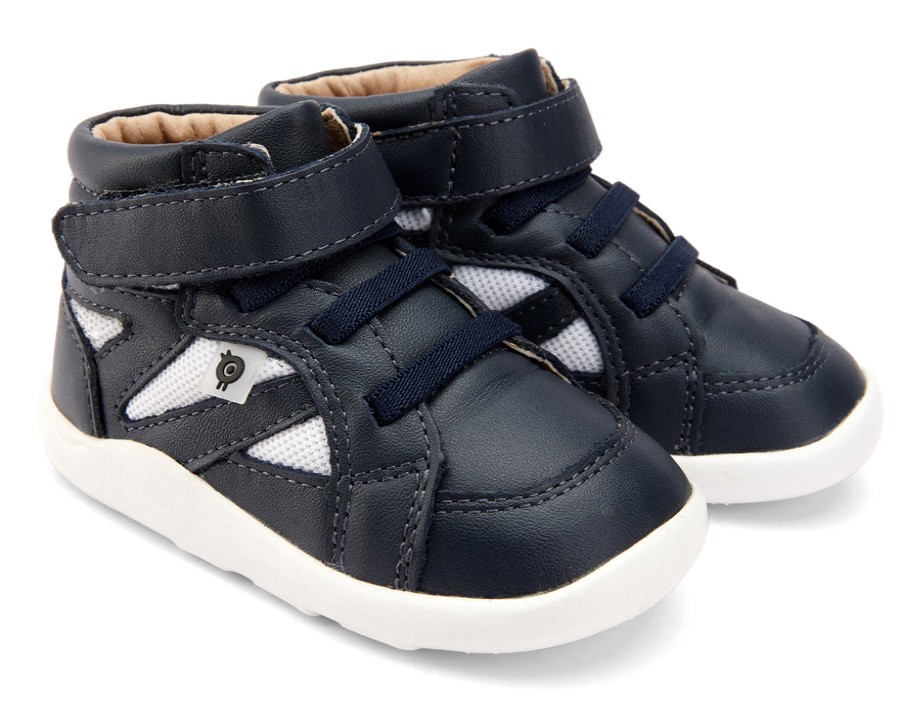 Shoes Old Soles Girl'S Casual Shoes | Old Soles Girl'S And Boy'S 8009 Shizam High Top Leather Sneakers - Navy/Snow