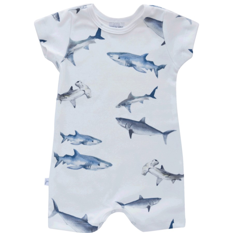 Clothes Jennifer Ann | Jennifer Ann Organic Shark Romper