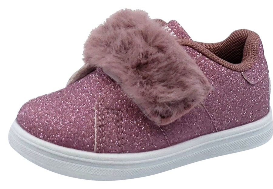 Shoes Lelli Kelly Girl'S Casual Shoes | Lelli Kelly Girl'S Pink Sparkle Hook And Loop Faux Fur Sneakers