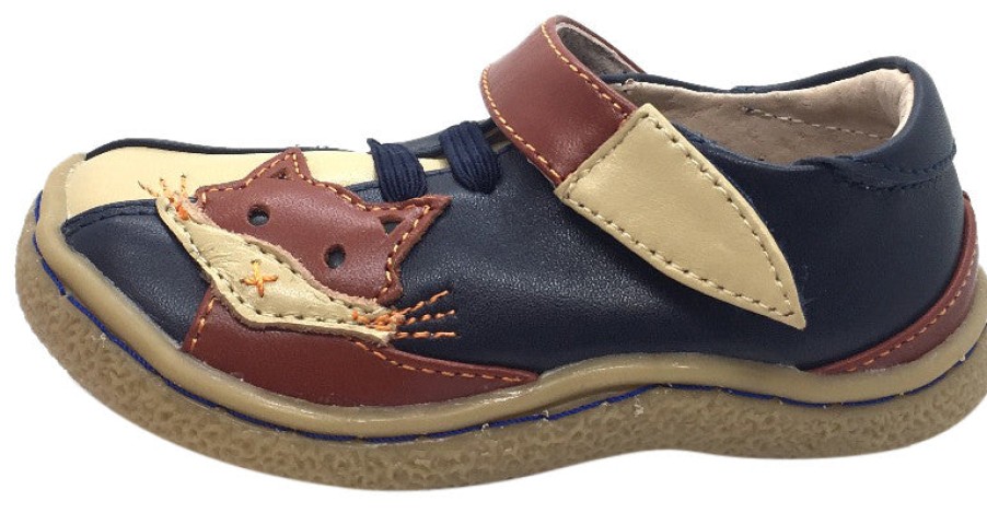 Shoes Livie & Luca Boy'S Casual Shoes | Livie & Luca Boy'S Fox Navy Leather Loafer Sneaker Shoe With Faux Laces And Single Strap