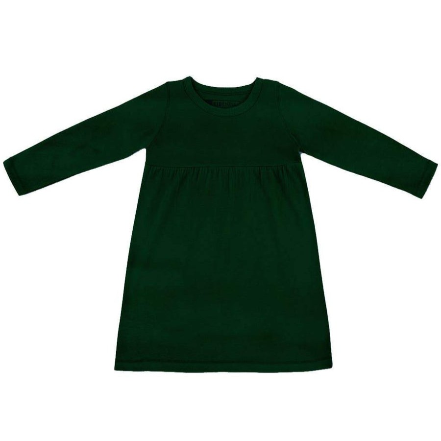 Clothes Kidential | Kidential Natural Dye- Long Sleeve Knit Dress, Hunter Green