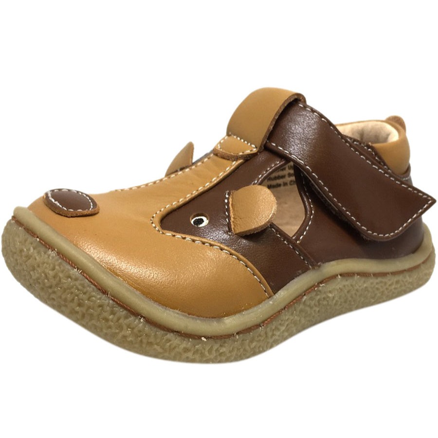 Shoes Livie & Luca Boy'S Casual Shoes | Livie & Luca Boy'S And Girl'S Badger Leather T Strap Hook And Loop Shoes Brown