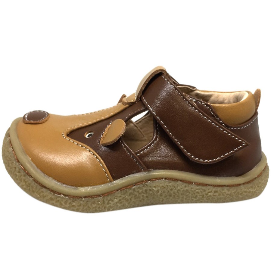 Shoes Livie & Luca Boy'S Casual Shoes | Livie & Luca Boy'S And Girl'S Badger Leather T Strap Hook And Loop Shoes Brown