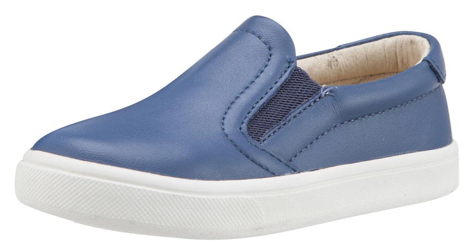 Shoes Old Soles Boy'S Casual Shoes | Old Soles Boy'S & Girl'S 6010 Dressy Hoff Denim Blue Leather Slip On Sneaker Shoe