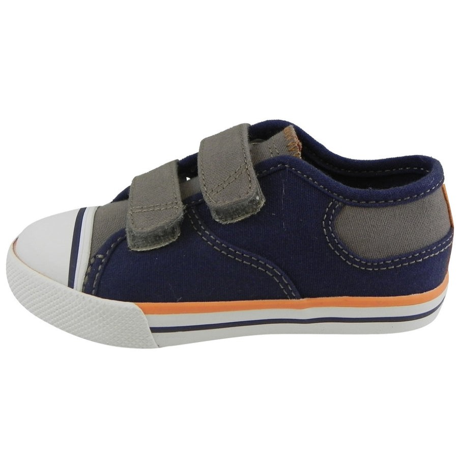 Shoes Umi Boy'S Casual Shoes | Umi Boy'S Claud Canvas Double Hook And Loop Low Top Sneakers Navy/Taupe