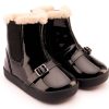 Shoes Old Soles Girl'S Boots | Old Soles Girl'S 378 Buckle My Boot Booties - Black Patent