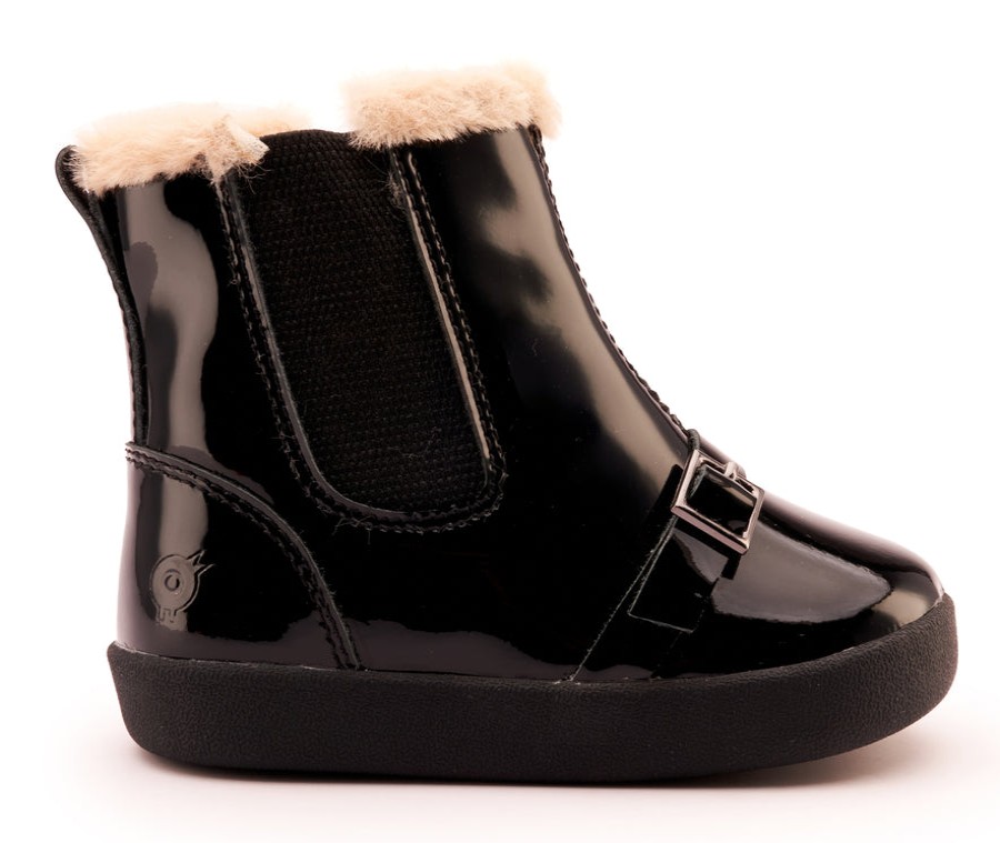 Shoes Old Soles Girl'S Boots | Old Soles Girl'S 378 Buckle My Boot Booties - Black Patent