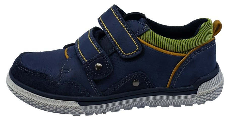 Shoes Beeko Boy'S Casual Shoes | Beeko Torrington Ii Navy Leather Sneaker Hook And Loop For Boy'S