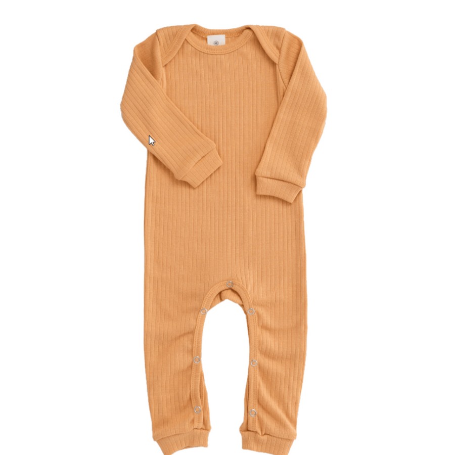 Clothes Organic By Feldman | Organic By Feldman Play Of Colors Long Sleeve Overall Play Suit - Ochre