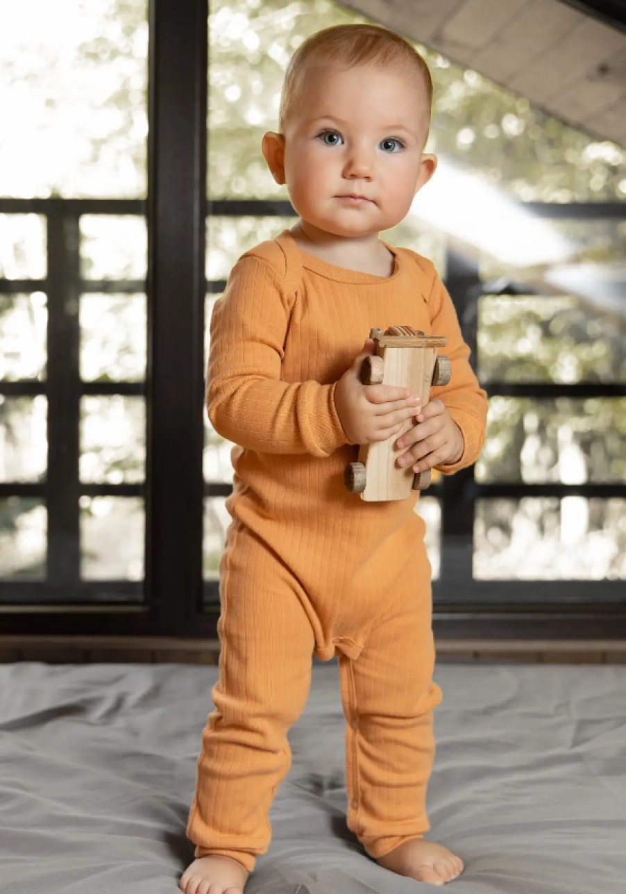 Clothes Organic By Feldman | Organic By Feldman Play Of Colors Long Sleeve Overall Play Suit - Ochre