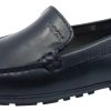 Shoes Geox Boy'S Casual Shoes | Geox Jr New Fast Mocassin Black Premium Leather Plain Slip On For Boy'S