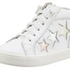 Shoes Old Soles Boy'S Casual Shoes | Old Soles Girl'S And Boy'S 6033 Stardom White Smooth Leather With Stars Elastic Lace Side Zipper High Top Sneaker