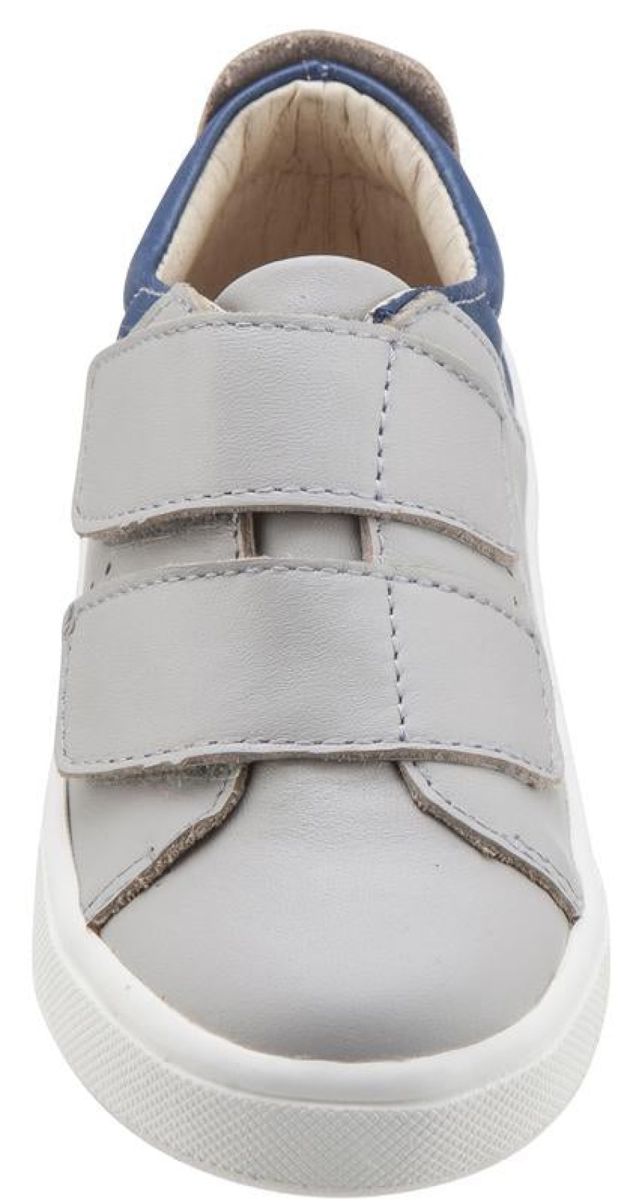 Shoes Old Soles Boy'S Casual Shoes | Old Soles Boy'S & Girl'S 6024 Toko Shoe Grey And Denim Blue Leather Bicolor Sneaker Shoe With Double Hook And Loop Straps