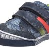 Shoes Beeko Boy'S Casual Shoes | Beeko Boy'S Zaan Ii Denim And Navy Leather Double Hook And Loop Strap Sneaker Shoe