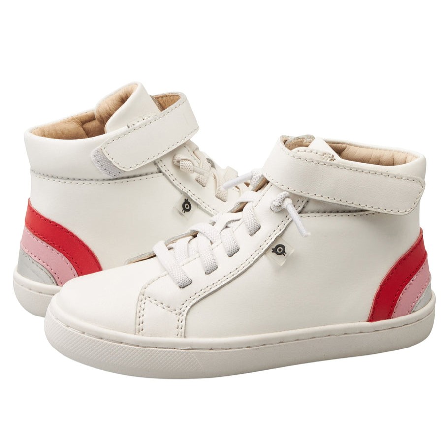 Shoes Old Soles Girl'S Casual Shoes | Old Soles Girl'S 6157 Sneaky Rainbow High-Top Sneakers - Snow/Bright Red/Pearlized Pink/Silver