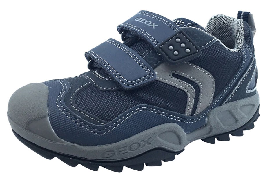 Shoes GEOX Boy'S Casual Shoes | Geox Boy'S Savage Hook And Loop Sneaker (Navy/Grey)