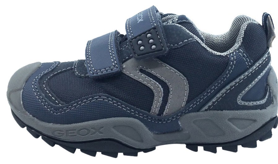 Shoes GEOX Boy'S Casual Shoes | Geox Boy'S Savage Hook And Loop Sneaker (Navy/Grey)