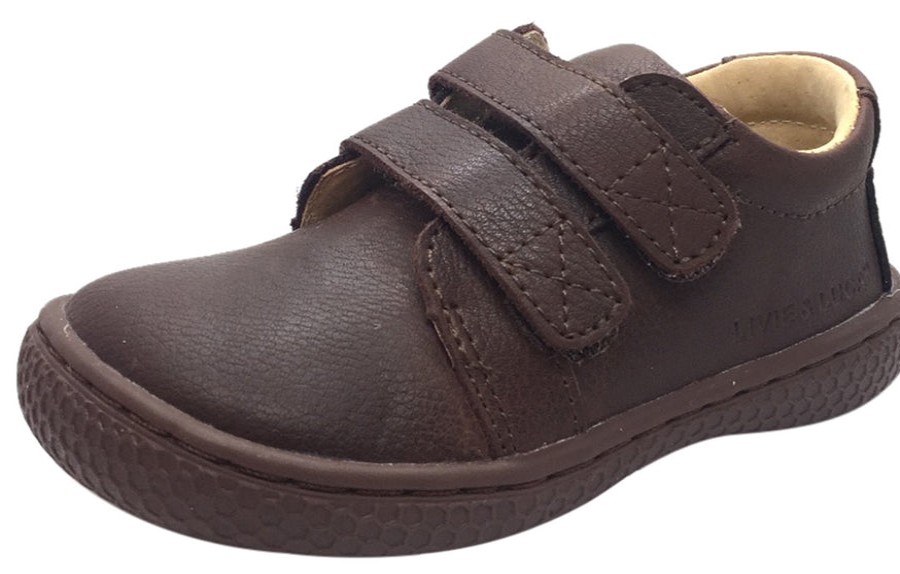 Shoes Livie & Luca Boy'S Casual Shoes | Livie & Luca Boy'S Hayes Mocha Brown Natural Leather Sneaker Shoe With Double Hook And Loop Straps