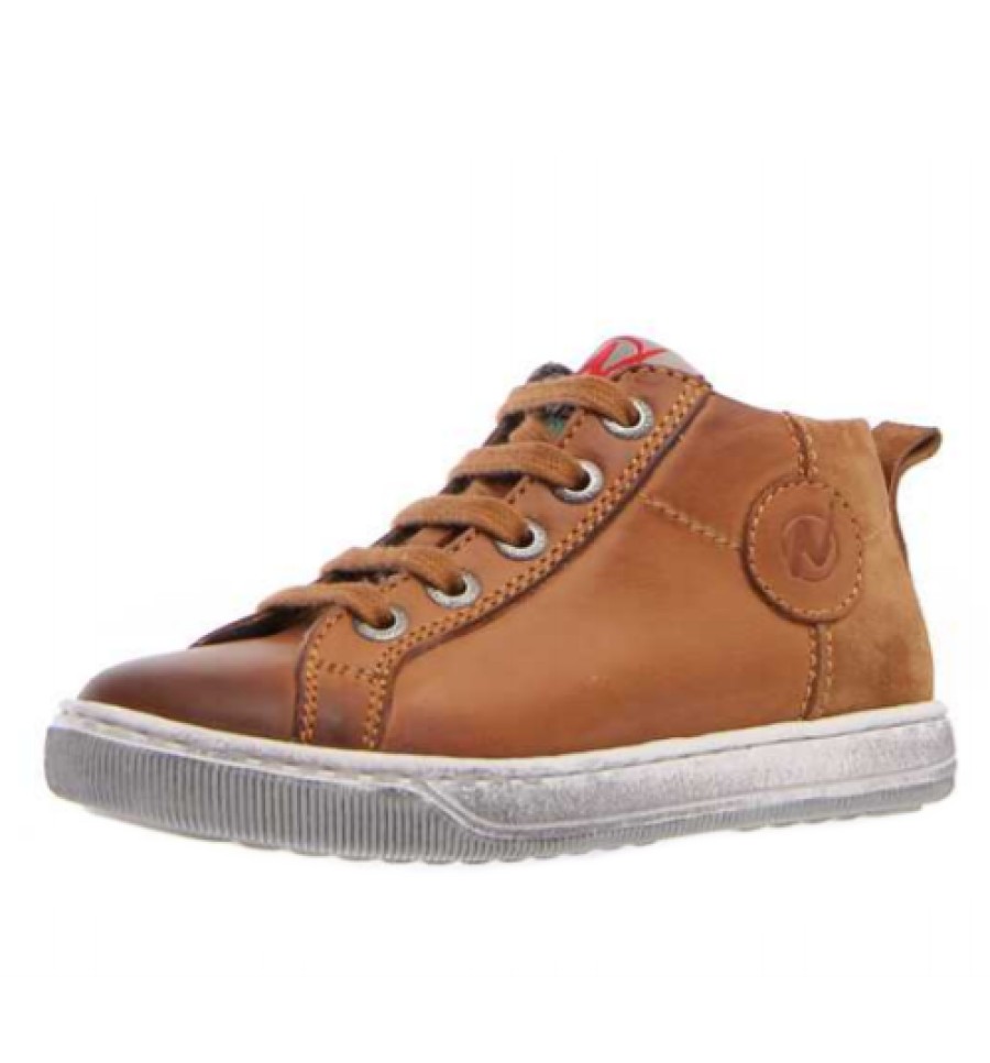 Shoes Naturino Boy'S Casual Shoes | Naturino Boy'S Life High Top Nappa/Suede Sneakers, Cognac