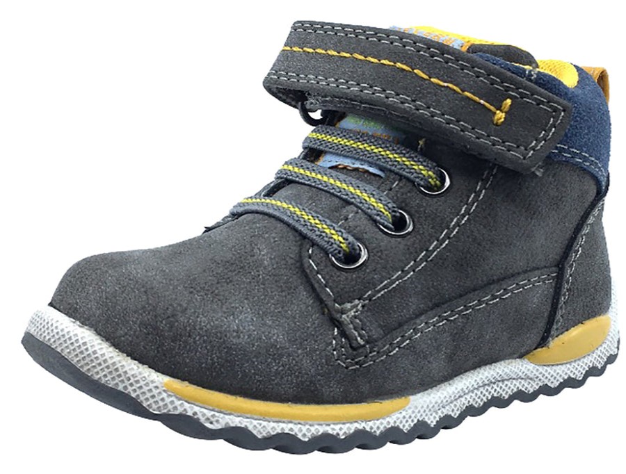 Shoes Beeko Boy'S Casual Shoes | Beeko Crawford Ii Grey Bootie Suede Hook And Loop For Boy'S