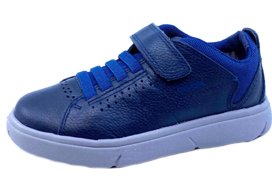 Shoes Geox Boy'S Casual Shoes | Geox Respira Boy'S J Nebcup Hook And Loop Sneaker Shoes, Navy/Grey