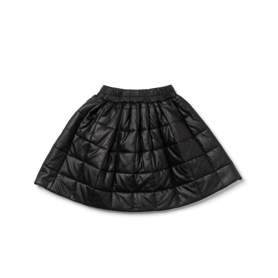 Clothes OMAMImini | Omamimini Quilted Faux Leather Skirt - Black