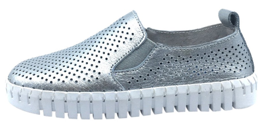 Shoes My Brooklyn Boy'S Casual Shoes | My Brooklyn Girl'S Silver Leather Coney Island Sneaker