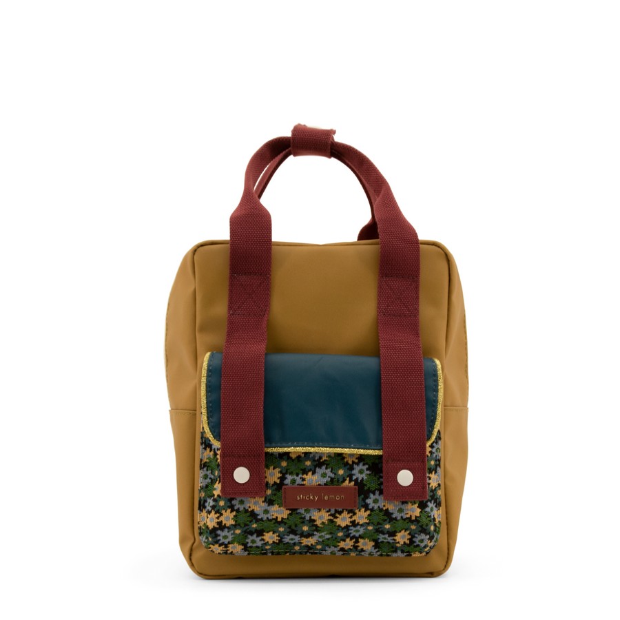 Accessories Sticky Lemon | Sticky Lemon Golden Small Backpack, Inventor Green/Flowerfield Green