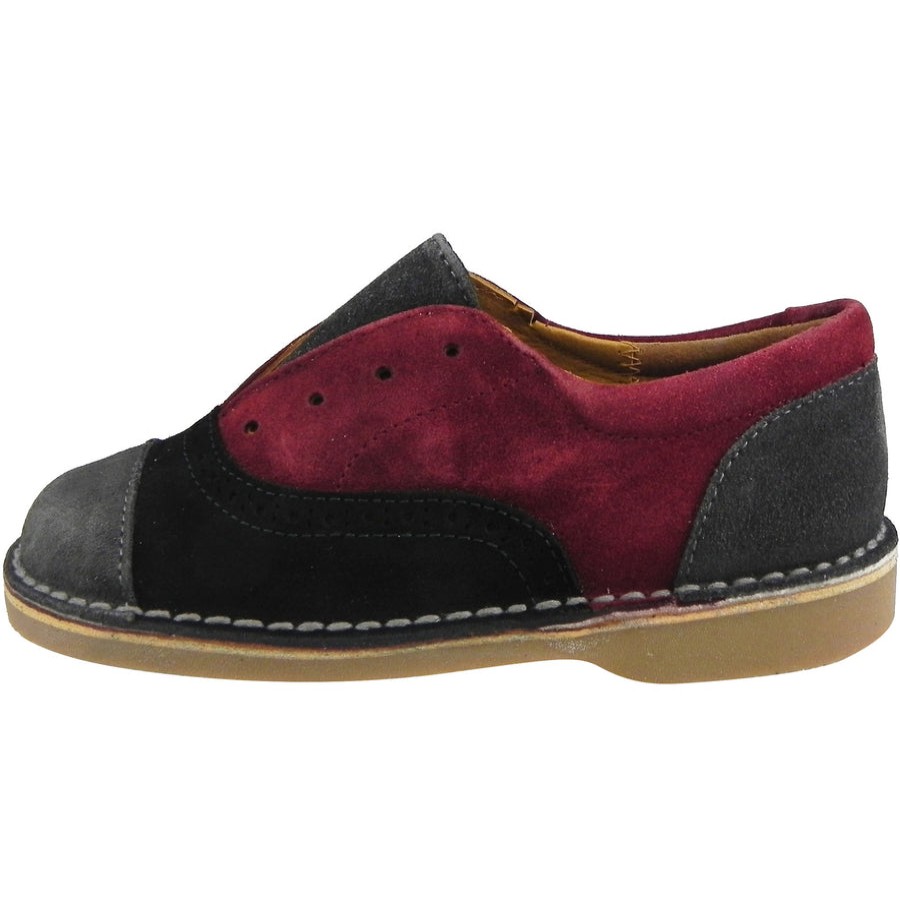 Shoes Papanatas by Eli Boy'S Casual Shoes | Papanatas By Eli Girl'S And Boy'S Suede Multicolor Oxford Slip On Shoes Black/Burgundy