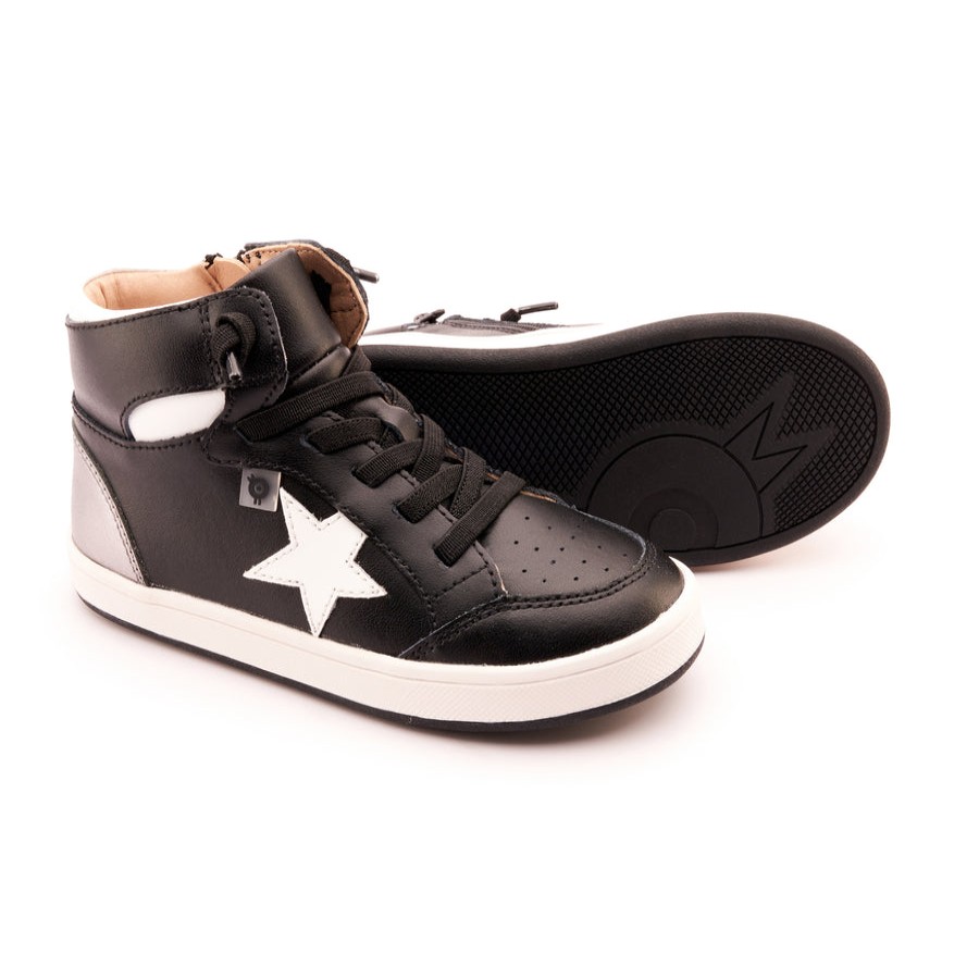 Shoes Old Soles Girl'S Casual Shoes | Old Soles Boy'S And Girl'S 1002 Star Tracker Casual Shoes - Black/Snow/Rich Silver