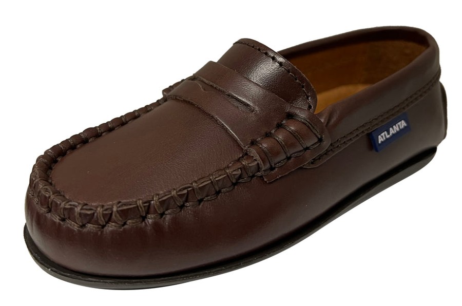 Shoes Atlanta Mocassin Boy'S Dress Shoes | Atlanta Mocassin Boy'S And Girl'S Smooth Leather Penny Loafers, Brown Sierra Antik