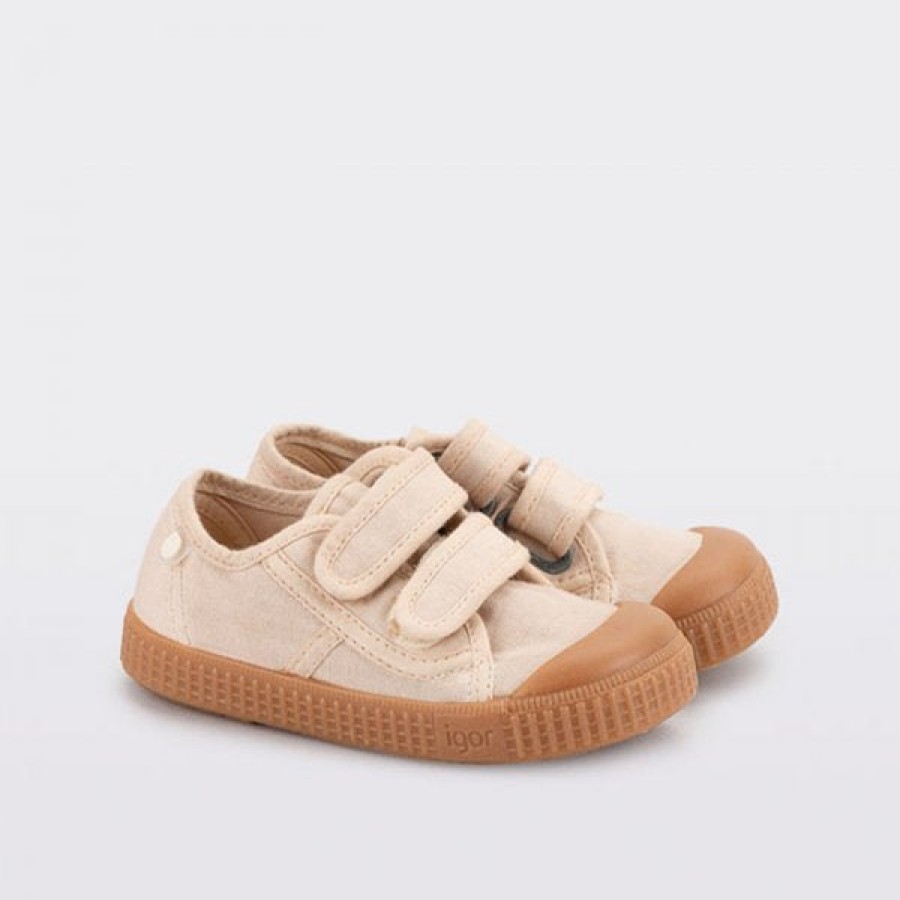 Shoes Igor Girl'S Casual Shoes | Igor Berri Velcro Shoes -Caramelo Marfil