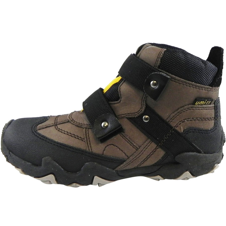 Shoes Umi Boy'S Casual Shoes | Umi Boy'S Moabb Brown Black Durable Double Hook And Loop High Top Adventure Sneakers