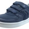 Shoes Geox Boy'S Casual Shoes | Geox Boy'S Dj Rock 2 Navy Blue Triple Hook And Loop Sneaker