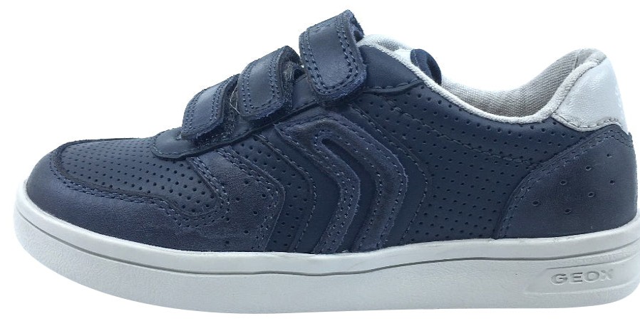 Shoes Geox Boy'S Casual Shoes | Geox Boy'S Dj Rock 2 Navy Blue Triple Hook And Loop Sneaker