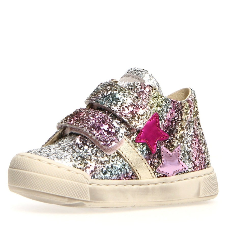 Shoes Naturino Girl'S Casual Shoes | Naturino Falcotto Girl'S Moosy Glitter Shaded Fashion Sneakers, Silver-Multi