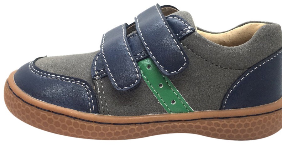 Shoes Livie & Luca Boy'S Casual Shoes | Livie & Luca Boy'S Sagan Navy & Green Leather Sneaker Shoe With Double Hook And Loop Straps