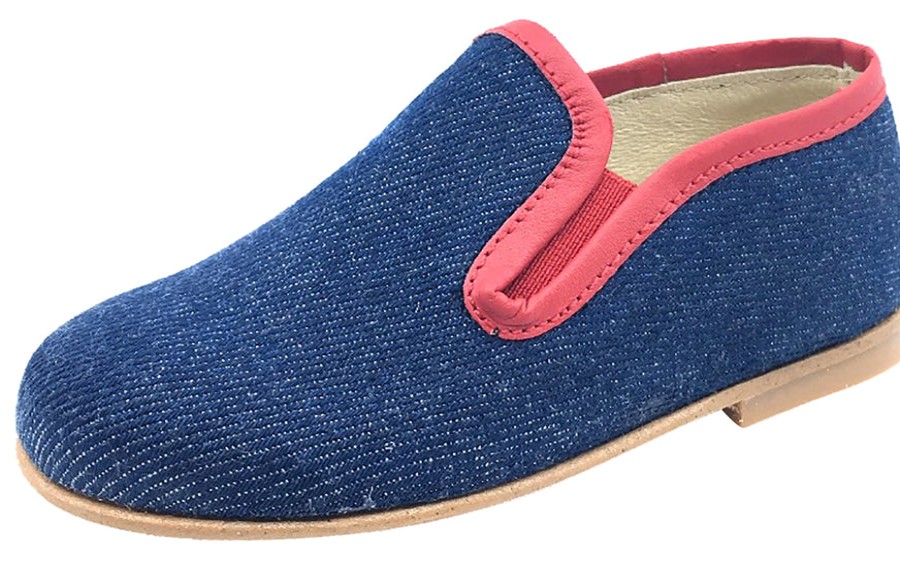 Shoes Luccini Boy'S Casual Shoes | Luccini Boy'S And Girl'S Denim Blue With Red Trim Smoking Loafer