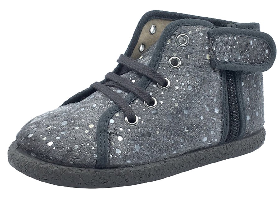 Shoes ChildrenChic Boy'S Casual Shoes | Childrenchic Boy'S And Girl'S Side-Zip Chukka Boot, Grey Silver Bubble Velvet