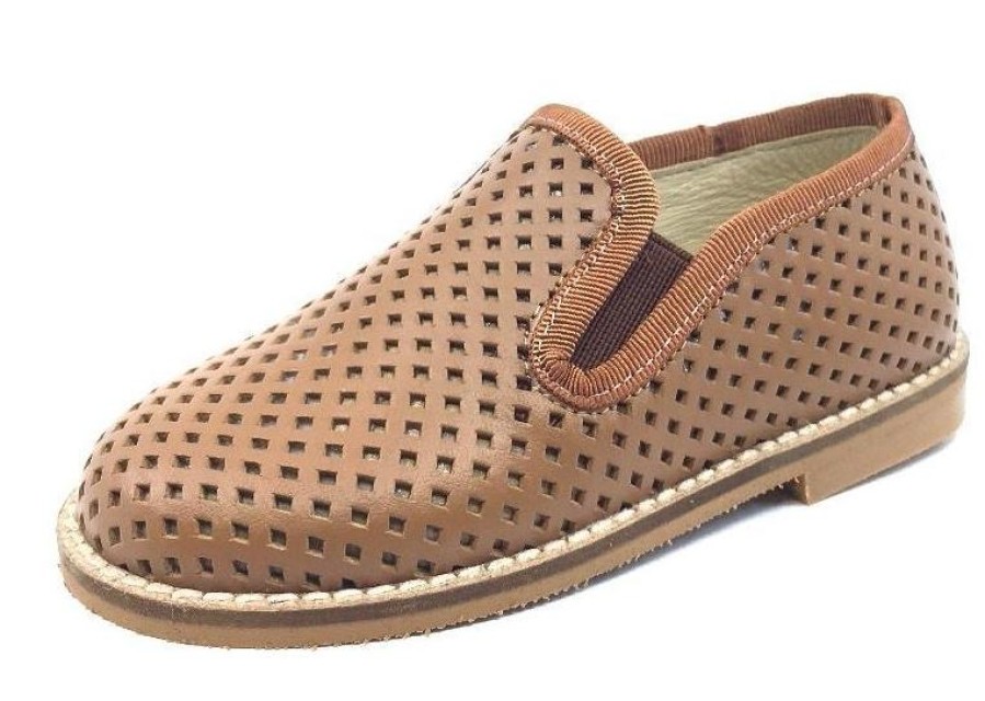 Shoes Luccini Boy'S Casual Shoes | Luccini Basket Weave Tan Cuero Leather Smoking Loafer