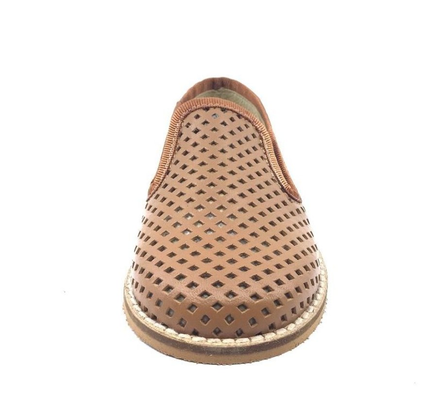 Shoes Luccini Boy'S Casual Shoes | Luccini Basket Weave Tan Cuero Leather Smoking Loafer