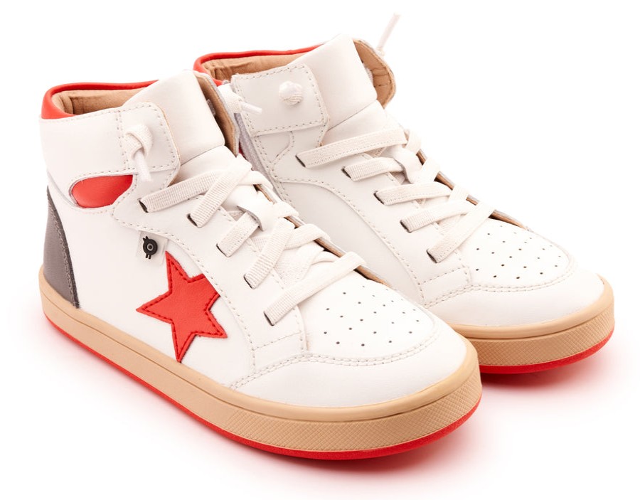 Shoes Old Soles Girl'S Casual Shoes | Old Soles Boy'S And Girl'S 1002 Star Tracker Casual Shoes - Snow / Bright Red