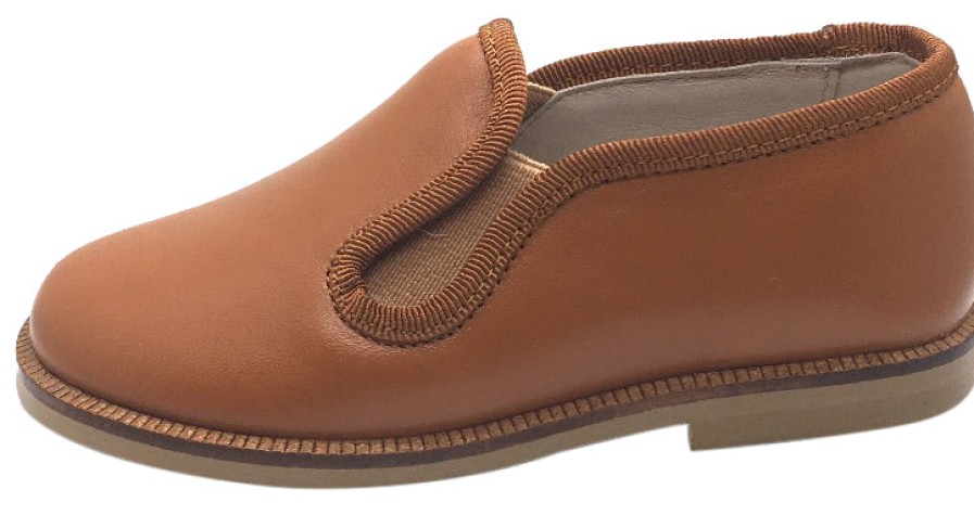 Shoes Hoo Shoes Boy'S Casual Shoes | Hoo Shoes Boy'S Tan Smooth Leather Smoking Loafer Flats